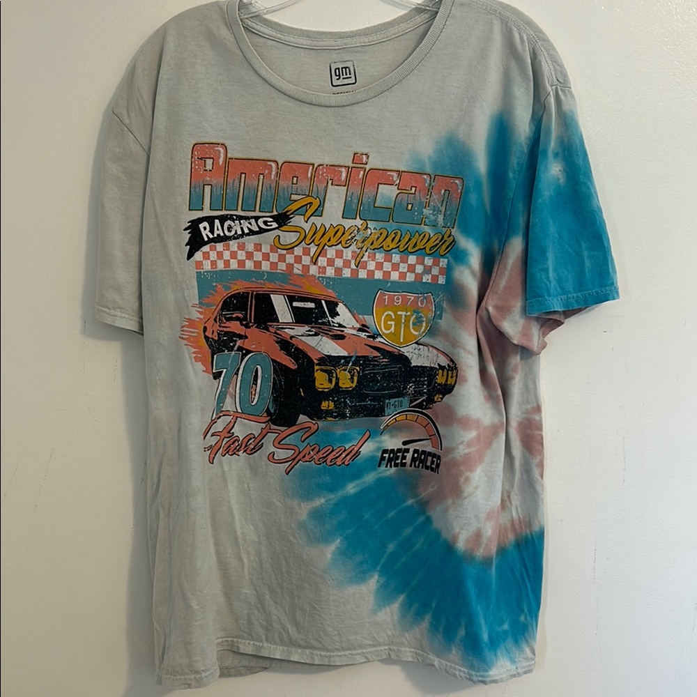 Retro American Racing 1970 GTO Paint Splatter Tie Dye T-Shirt Size S/M Oversized